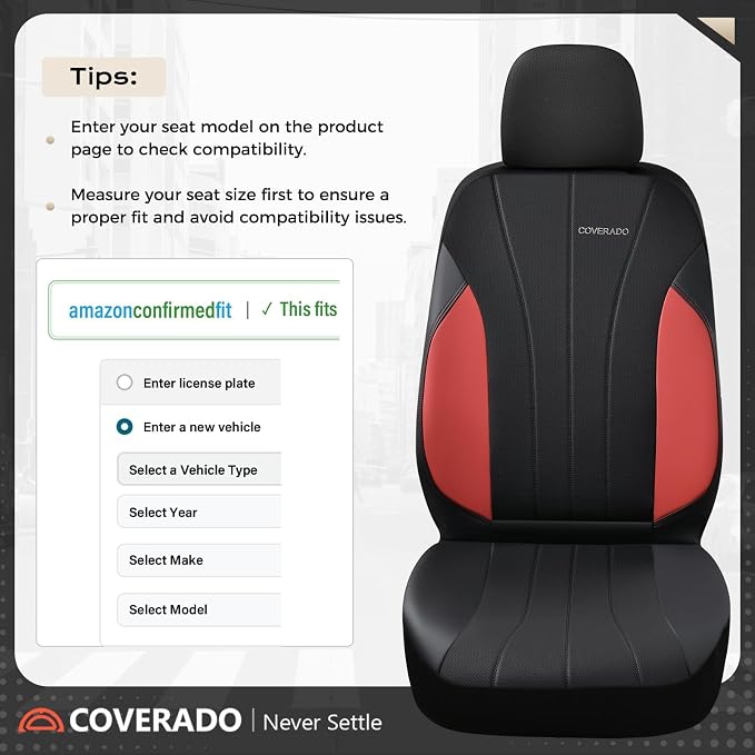 Coverado Seat Covers Full Set, Automotive Car Seat Protectors 5 Seats, Red Driver Protectors Universal Fit for SUVs, Trucks, Sedans,Car Accessories - Image 6