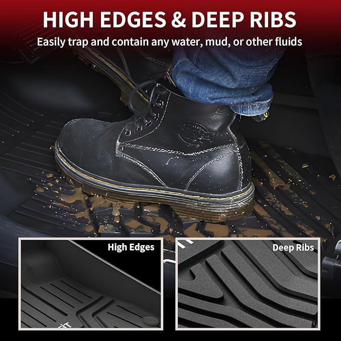 LASFIT Floor Mats for Honda CR-V 2023-2026 (Gasoline & Hybrid & e:FCEV) | All Weather Custom Fit Anti-Slip TPE Floor Liners 1st & 2nd Row & Cargo Liner (Upper Position), Full Set - Image 3