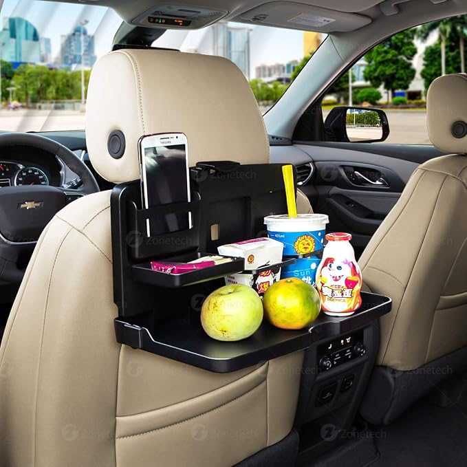 ZONETECH Multi-Functional Portable Foldable Car Backseat Tray Desk - Black Vehicle Table for Food, Meal, Snack, Laptop - Stay Organized When on The Go (1-Pack) - Image 7