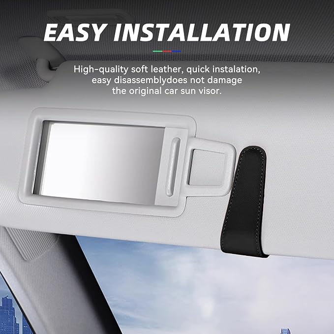 2 Pack Magnetic Leather Car Visor Sunglass Holders, Carbon Fibre | flip-open design, holds eyewear tickets or cards, tool-free mounting, fits most cars and trucks, car interior accessories - Image 5