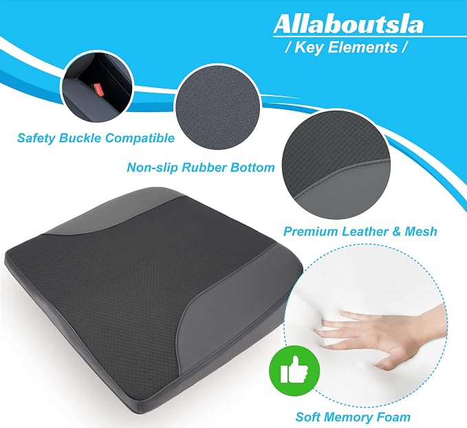 Allaboutsla Car Seat Cushion, Car Seat Cushions for Long Driving | Comfortable Memory Foam Driver Seat Cushion, Automotive Seat Cushions, Butt Pillow for Car,Truck, Office Chair, Black - Image 4