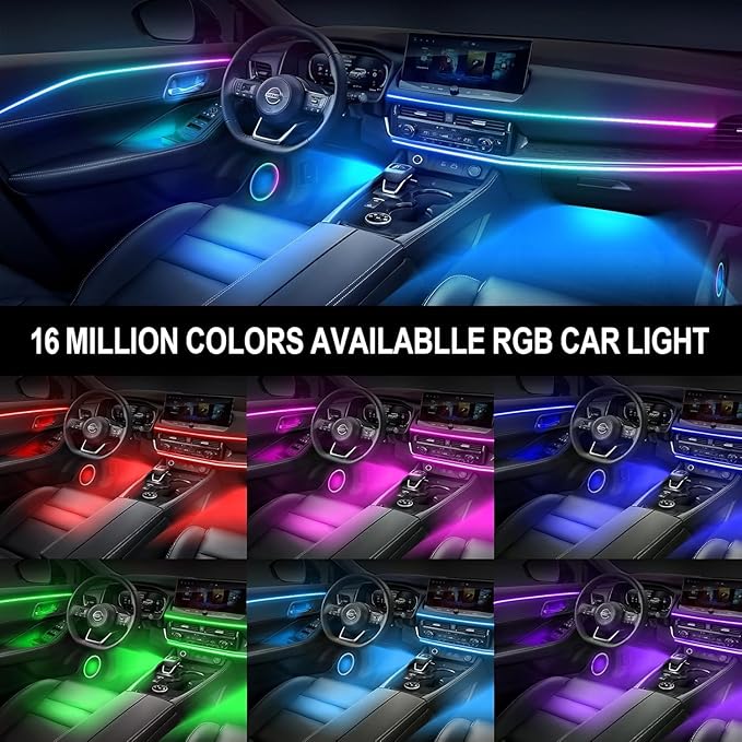 Acrylic Car Interior LED Lights, 6-in-1 Fiber Optic Ambient Lighting Kit | Wireless APP Control, 16 Million Colors, Music Sync and DIY Modes for Car Interior Decoration and Ambient Lighting - Image 3