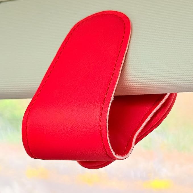 American Flag - Car Sunglass Holder, Magnetic Leather Eyeglass Hanger Mount Clip Holder for Car Visor Accessories (Red) | Magnetic Leather - Image 3