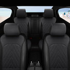 Front Car Seat Covers - Leather Seat Covers with Storage Pocket and Two Belt Pads, Anti-Slip Waterproof Universal Seat Covers for Cars Fit Cars Trucks SUV(Black,2 Pack) - Image 8