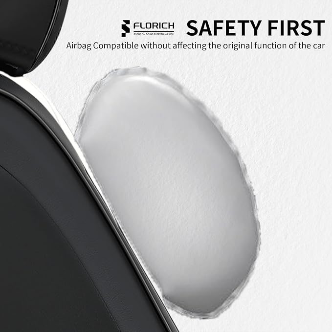 FLORICH Seat Covers Full Set Luxury Faux Leather Front and Rear Car Seat Cover Waterproof Automotive Seat Covers 5 Seats Car Seat Protector Universal Fit for Most Cars SUV Trucks, Black&White - Image 8