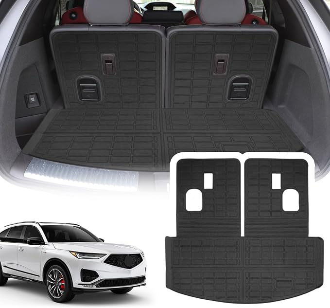 Cargo Liner Compatible with 2014-2021 Acura MDX Trunk Mat Cargo Mat Back Seat Cover Protector(Cargo Liner+Backrest Mats) by YEBOOCA