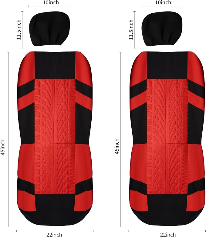 Pariitadin Car Seat Covers Front Pair, Washable and Breathable Seat Covers for Cars, Universal Fit Car Interior Covers for Most Sedan Truck SUV, Black/Red - Image 6