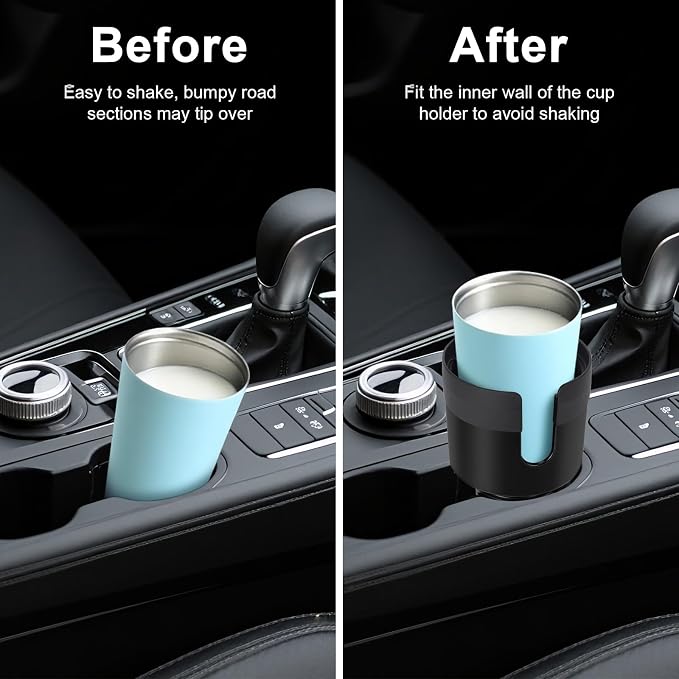 Car Cup Holder Expander, Large Cup Holder Extender for Car | Water bottle Holder Adapter with Adjustable Base Fits Yeti, Hydro Flask 24/32oz, Big Water Bottles in 3"-3.9", Black - Image 6