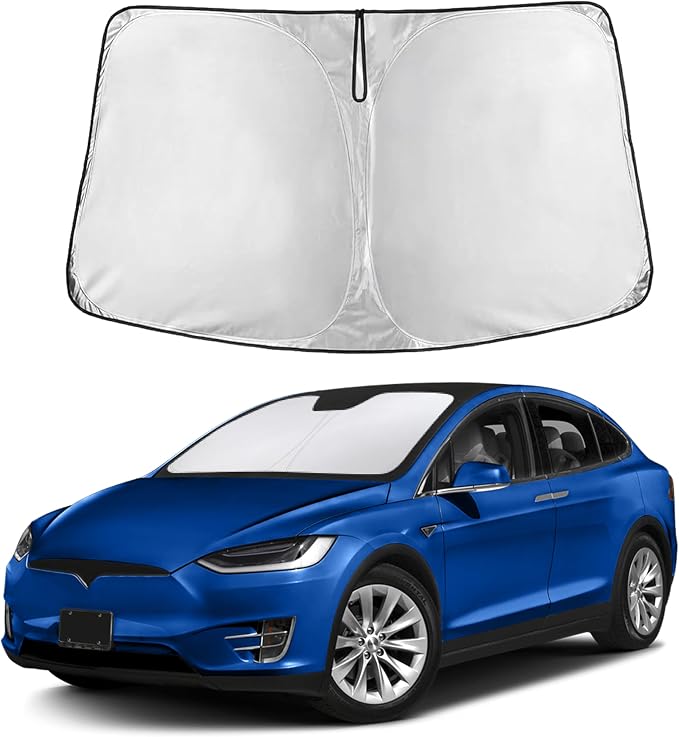 EcoNour Windshield Sunshade Compatible for Tesla Model X 2016-2024 2025 | Sun Visor for Front Windshield & Window Sun Shade Cover, UV Heat Blocker & Protector, Car Accessories by EcoNour