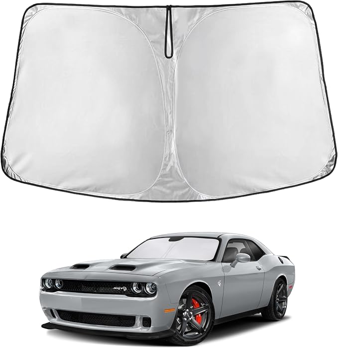 EcoNour Windshield Sunshade Compatible for Dodge Challenger 2015-2024 2025 | Sun Visor for Front Windshield & Window Sun Shade Cover, UV Heat Blocker & Protector, Car Accessories by EcoNour