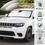 Windshield Sun Shade for 2014-2023 Jeep Cherokee Accessories | Full covered, Foldable & Durable, Block UV Rays, Reduce Heat, Easy to install, Keep Car Cooler - Image 2
