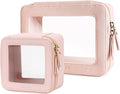 Aveniee Clear Makeup Bag Set (2-Piece Mini & Midi) - Travel Toiletry Organizer for Women, Waterproof Cosmetic Pouch & Car Accessory for Travel Size Toiletries, Pink by Aveniee