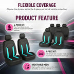 Car Seat Covers, Breathable Split Anti-Slip Vehicle Front Seat Protector with Removable Headrest Guard, Auto Interior Chair Protective Covers, Universal for SUV Automobile Truck (Mint Green) - Image 6