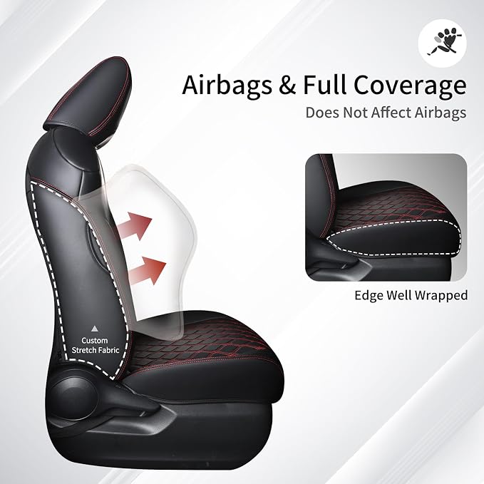 Huidasource Custom Fit RAV4 Seat Covers Full Coverage, Waterproof Leather Seat Cushion Fit for 2019-2024 Toyota Rav4 XLE LE XLE Premium Limited(Not for Hybrid/Adventure/TRD Off-Road/Prime, Black&Red) - Image 5
