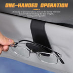 AICEL Sunglasses Holders for Car Sun Visor, Leather Magnetic Clip, Black | Leather Eyeglasses Hanger Mounter, Magnetic Glasses Holder and Ticket Card Clip, Car Accessories, Universal Fit - Image 3