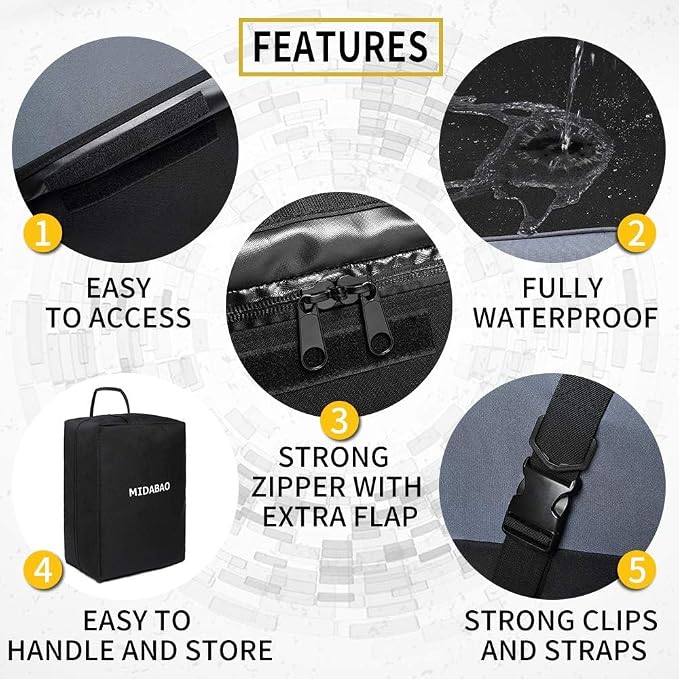 MIDABAO 20 Cubic Waterproof Duty Car Roof Top Carrier-Car Cargo Roof Top Bag, Waterproof & Coated Zippers includes Anti Slip Mat with or without Racks (20 Cubic Feet) - Image 6