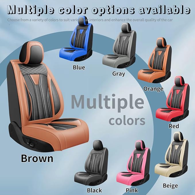 Fit Venza Premium Leather Car Seat Covers for Toyota Venza 2009-2025 2026 - Waterproof，Breathable，All-Weather Seat Cushion Protecto & Airbag Compatible, Full Set Brown&Black - Image 5