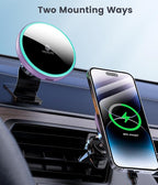 for Magsafe Car Mount Charger 15W LED RGB Car Phone Holder for Dash Vent | HandsFree Magnetic Wireless Car Charger Car Mount Fast Car Charger for iPhone 17 16 15/14/13/12 Series Purple - Image 2