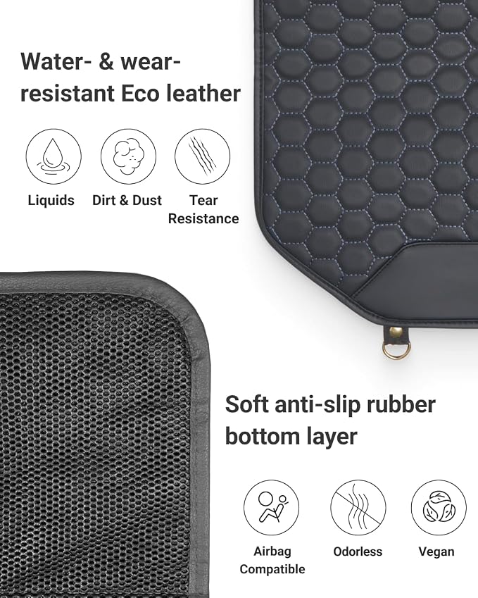 Set Seat Back Organizer & Car Seat Protector Hexy Waterproof & Non-Slip Protector for Child Car Cushion for Leather and Fabric Seats (Black 2pcs) - Image 7