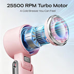 SHEWIND Portable Handheld Fan with Ice Cooling - 5 Gear High Speed Personal Turbo Fan Rechargeable, Up to 11 Hrs, Mini Hand Fans for Travel Essentials, Beach Vacation, Gifts for Women, Men (Pink) - Image 2