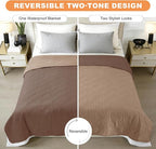 100% Waterproof Washable Dog Blanket, Dark Brown+Taupe, 52"x82" | 7-Layer Reversible Couch Covers for Dogs Met for Sofa Furniture Car Camping - Image 3