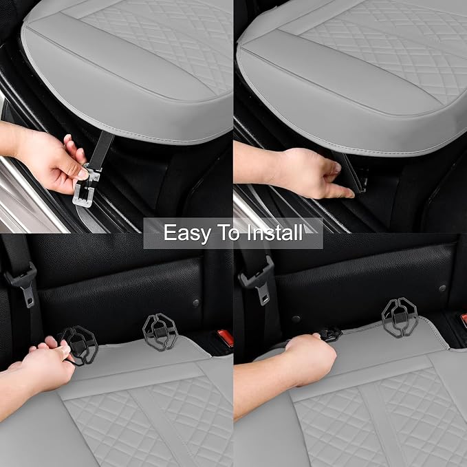 Car Seat Cover for Rear Car Seat Bottom,Luxury PU Leather Seat Cushion | Auto Interior Seat Cover Without Backrest,Full Wrapping Edge Works with Sedan SUV Pickup Minivan - Image 4