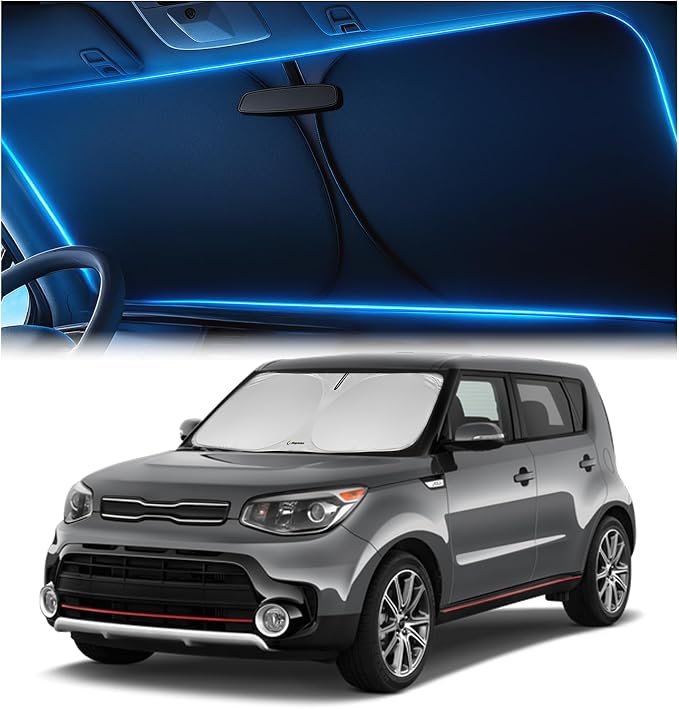 Magnelex Windshield Sun Shade for Kia Soul 2014-2019, Foldable Car Window Sunshade, Heat & UV Visor Cover, Reflective Front Shades Accessories by Magnelex