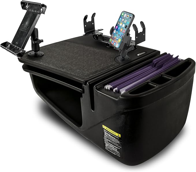 AutoExec AE-GMCD-PI-PS-PM-TAB-BT GripMaster Car Desk for Your Vehicle Workstation and Mobile Office, Black with 400 watt Power Inverter, Printer Stand, Phone Mount and Tablet Mount | 400 Watt Power Inverter, Printer Stand, Phone Mount, Tablet Mount by AutoExec
