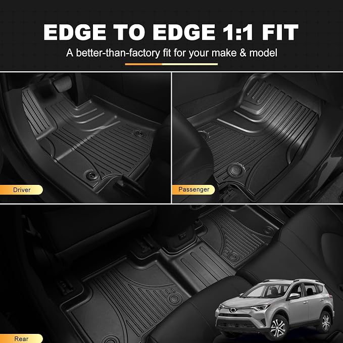 AOMSAZTO Floor Mats for Toyota RAV4 Gas 2013-2018 (Not for Hybrid) | Custom Fit Floor Liners All-weather Easy to Clean Heavy Duty Waterproof - Image 2