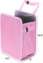 Ginsco 3 Gallons Open-Top Car Trash Can, Large Capacity Hanging Car Trash Bag with Water-Proof PEVA Liner, Stand Car Trash Bag Foldable Car Storage Bag for Cars SUV Truck (Pink) - Image 2