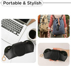 KINIVA Sunglasses Holder for Car Visor with Hanging Hook Portable Leather Glasses Storage Bag with Detachable Clips - Image 6
