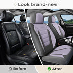 Coverado Car Seat Covers Front, Seat Covers for Cars, Waterproof 2-Pack Car Seat Cushions, Leather Carseat Seat Protectors, Universal Seat Covers Fit for Most Sedans SUV Pick-up Trucks(Gray&Purple) - Image 8