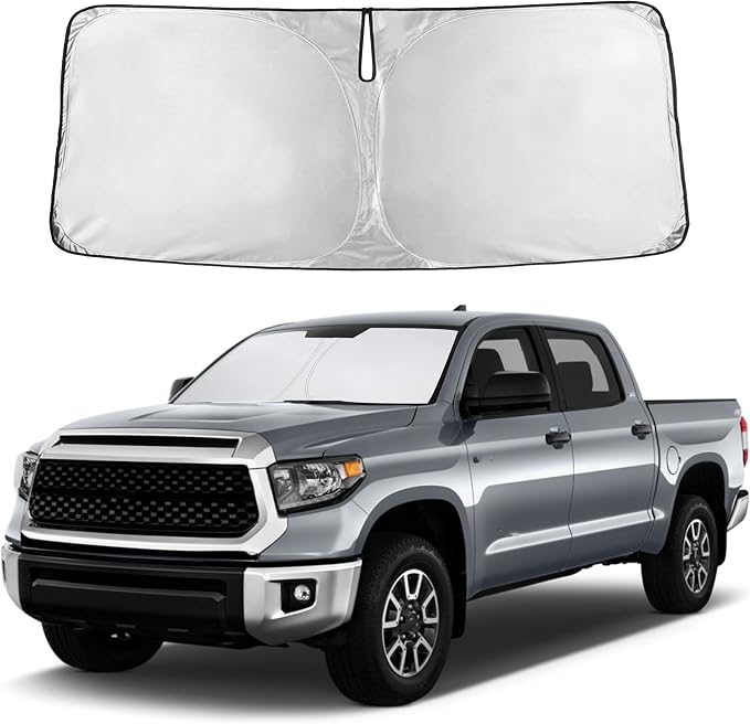 Autovir Windshield Sun Shade Fit for 2007-2019 2020 2021 Toyota Tundra | Sunshade, Front Car Window Shades Sun Visor, Blocks UV Rays & Heat, Car Accessories by Autovir