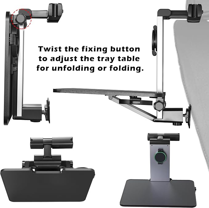 Back Seat Car Tray & Car Desk for Laptop, Wood Cup Holder Table Aluminum Cantilever Laptop Mount for Vehicle,Steering Wheel Tray Fits for Tesla Model Y/3/S Camry Forester F150 Tundra&Most Vehicles - Image 7
