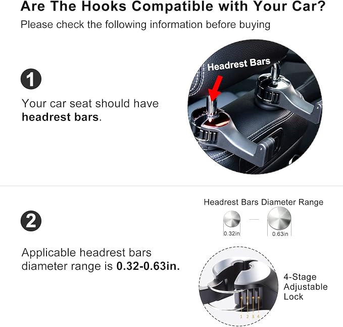 Car Headrest Hook with Phone Holder, Universal 360 Rotation Headrest Hooks for Purses and Bags (Silver) - Image 2