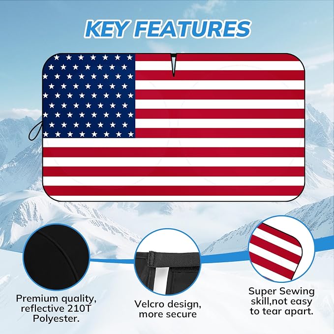 Windshield Sun Shade Original American Flag USA Patriotic Design - Folding Car Front Window Sunshade for Cars SUV Trucks, Max UV Blocking and Keep The Vehicle Cool XL - Image 7