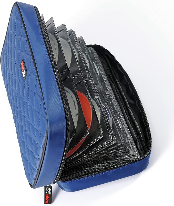 CCidea 96 Capacity CD/DVD Case Holder Portable Wallet Disc Storage Binder for Car, Home, Travel (96-Blue) Specials - Image 2
