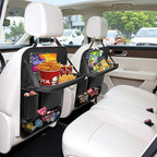 Car Backseat Organizer with Tablet Holder,6 Storage Pockets Car Storage Organizer with Foldable Food Tray,Kick Mats Backseat Protector Travel Accessories (Black) - Image 7