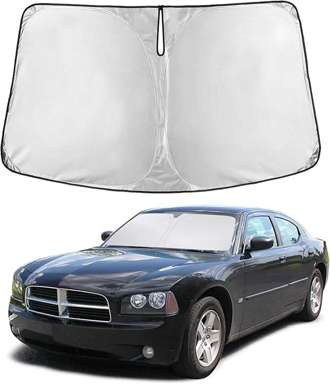 EcoNour Windshield Sunshade Compatible for Dodge Charger 2006-2009 2010 | Sun Visor for Front Windshield & Window Sun Shade Cover, UV Heat Blocker & Protector, Car Accessories by EcoNour