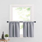 RYB HOME Cafe Blackout Curtains 24 inch Length, RV Camper Window Curtains | Short Small Half Window Tiers,Privacy,Thermal Insulated,Light UV Heat Blocking,Rod Pocket,W29 x L24,Silver Grey,2 Panels by RYBHOME