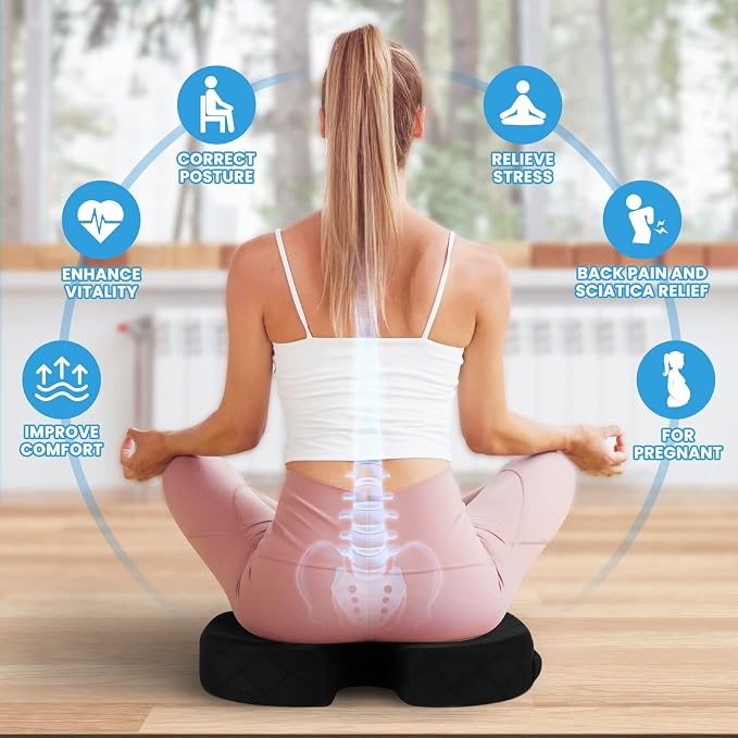 Seat Cushion, Office Chair Cushions, Car Seat Cushion, Non-Slip Sciatica & Back Coccyx Tailbone Pain Relief Chair Pad for Computer Desk, Wheelchair, Driving (Black, X-Large) | for Car Seat, Airplane, Desk Chair - Sciatica & Hip & Coccyx Pain Relief Cus... - Image 5