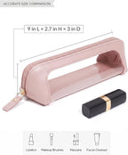 Clear Makeup Brush Bag Pouch,Waterproof PU Leather Portable Travel Makeup Bag with Transparent Window, Travel Essentials Pencil Case Organizer Pouch Car Accessories for Women Girls (Slim, Light Pink) - Image 6