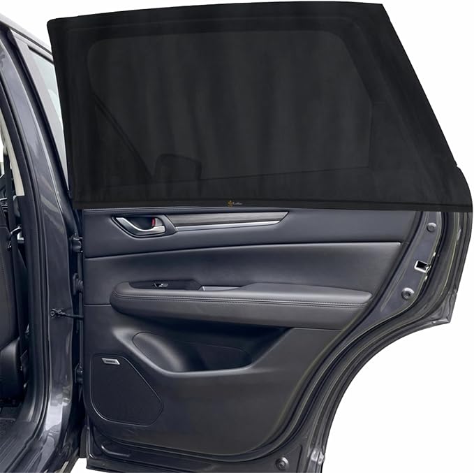 EcoNour Car Window Shades for Side Windows (Pack of 2) | Sun Shade for Car | Car Heat and UV Protection-Adjustable Elastic Fabric Baby Car Shade | Rear Side Window Sun Shade Accessories (Large 21"x36") by EcoNour
