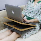 Adjustable Lap Desk for Laptop with Cushion Tablet Phone Holder | Bamboo Laptop Stand with Anti-Slip Strip, Handle Fits up to 15.6 inch or 14 inch with Mouse Space - Image 2