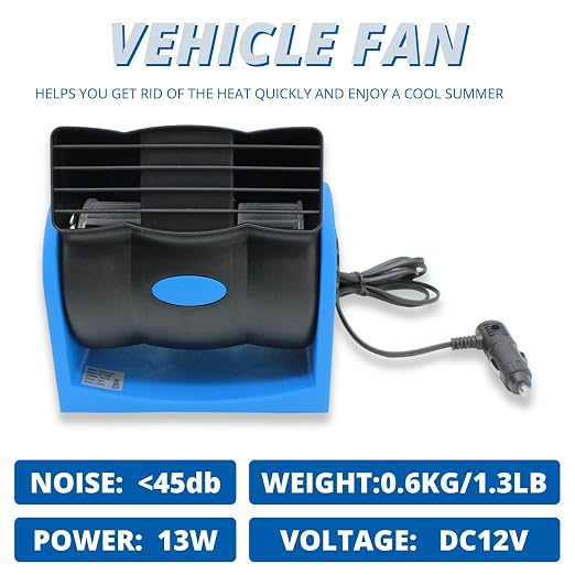 12V Car Fan,2 Speed Electric Cooling Fan | Blue Portable Cold Air Fans with Car Cigarette Lighter Plug,Squirrel Cage Fan for All Vehicles,Car Amplifier Cooling Fans - Image 2