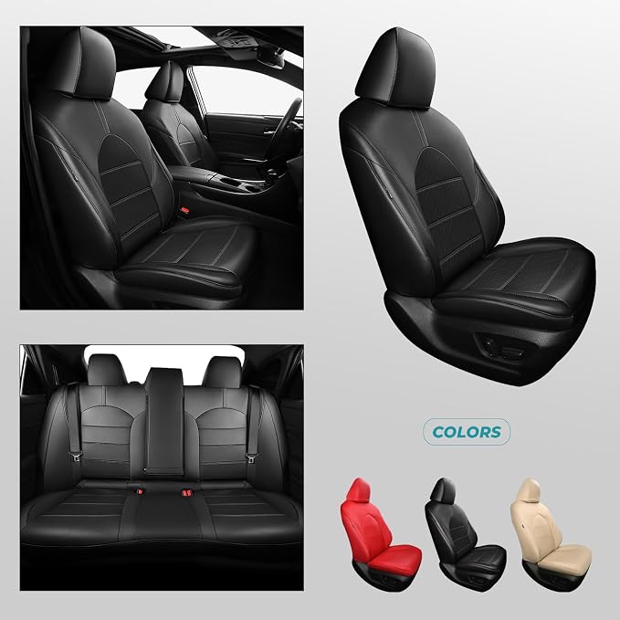 Custom Seat Covers for Toyota Camry 2018-2024, Black | Only Fit for Camry LE/SE/SE Nightshade 2018-2024, Not for Hybrid, Full Coverage, Faux Leather, Scratch-resistant, Easy-clean - Image 8
