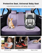 Huidasource Purple Back Seat Cover Luxury Nappa Leather, Rear Seat Cover with Velcro Adjustable, Ventilation Holes, Child Seats, Seat Covers Waterproof Universal Fit for Most Cars SUV Trucks, Purple - Image 4