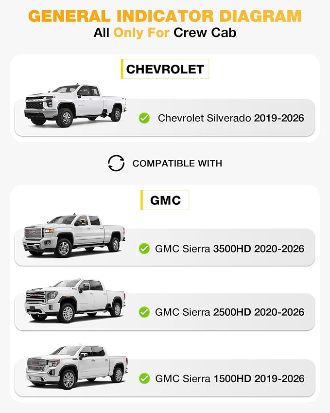 3W Floor Mats Fit for 2019-2026 Chevy Silverado/GMC Sierra 1500 | 2020-2026 GMC Sierra 2500 HD/3500HD Crew Cab TPE All Weather Custom Fit, with Factory Carpeted Storage - Image 3