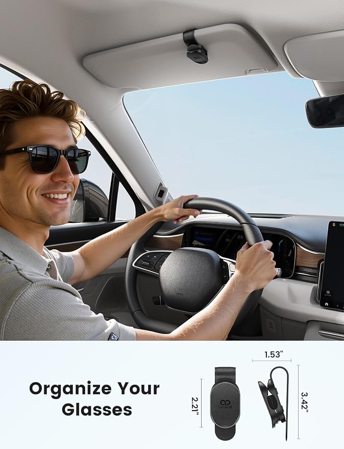 Lamicall Sunglasses Holder for Car Visor 1s One-Hand Access Never Fall | All Car Compact Anti-Scratch Glasses Holder, Non-Slip Sunglasses Car Visor Clip, Car Gift Accessories for Men & Women - Image 7