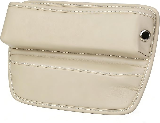 Car Seat Gap Organizer | PU Leather Seat-Side Storage Pocket with Cable Port | Fits Most Cars, SUVs and Trucks | White by Unknown